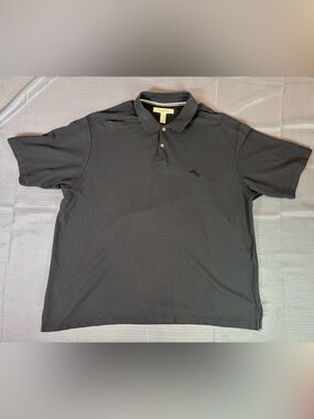 Tommy Bahama Men’s Black Pima Cotton Blend Polo Shirt XXL Embroidered Logo